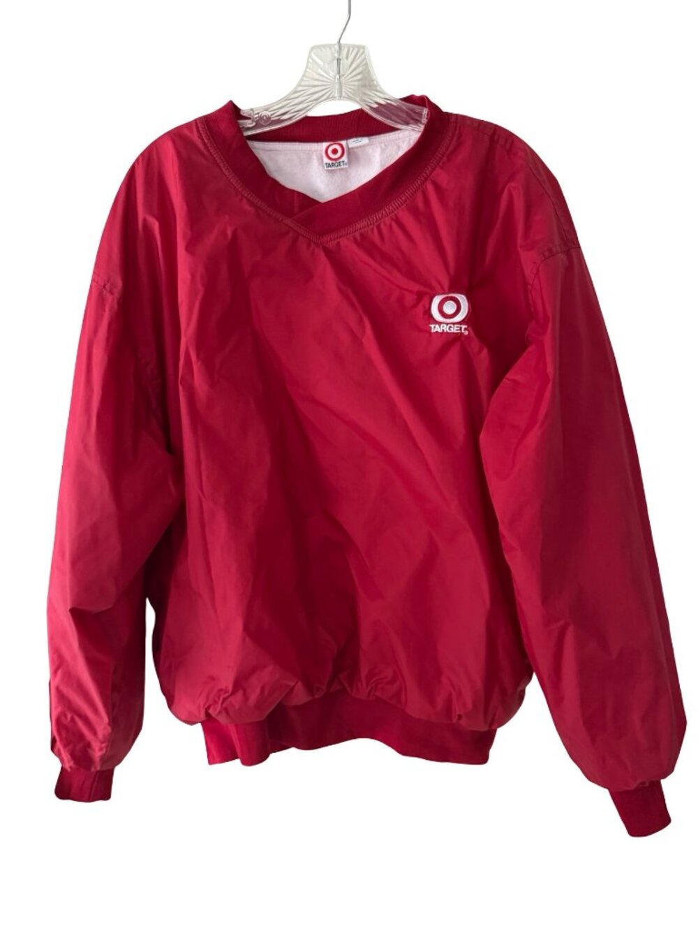 Vintage Y2K Target Employee Large Red Pullover Windbreaker Bullseye Paint Cuff